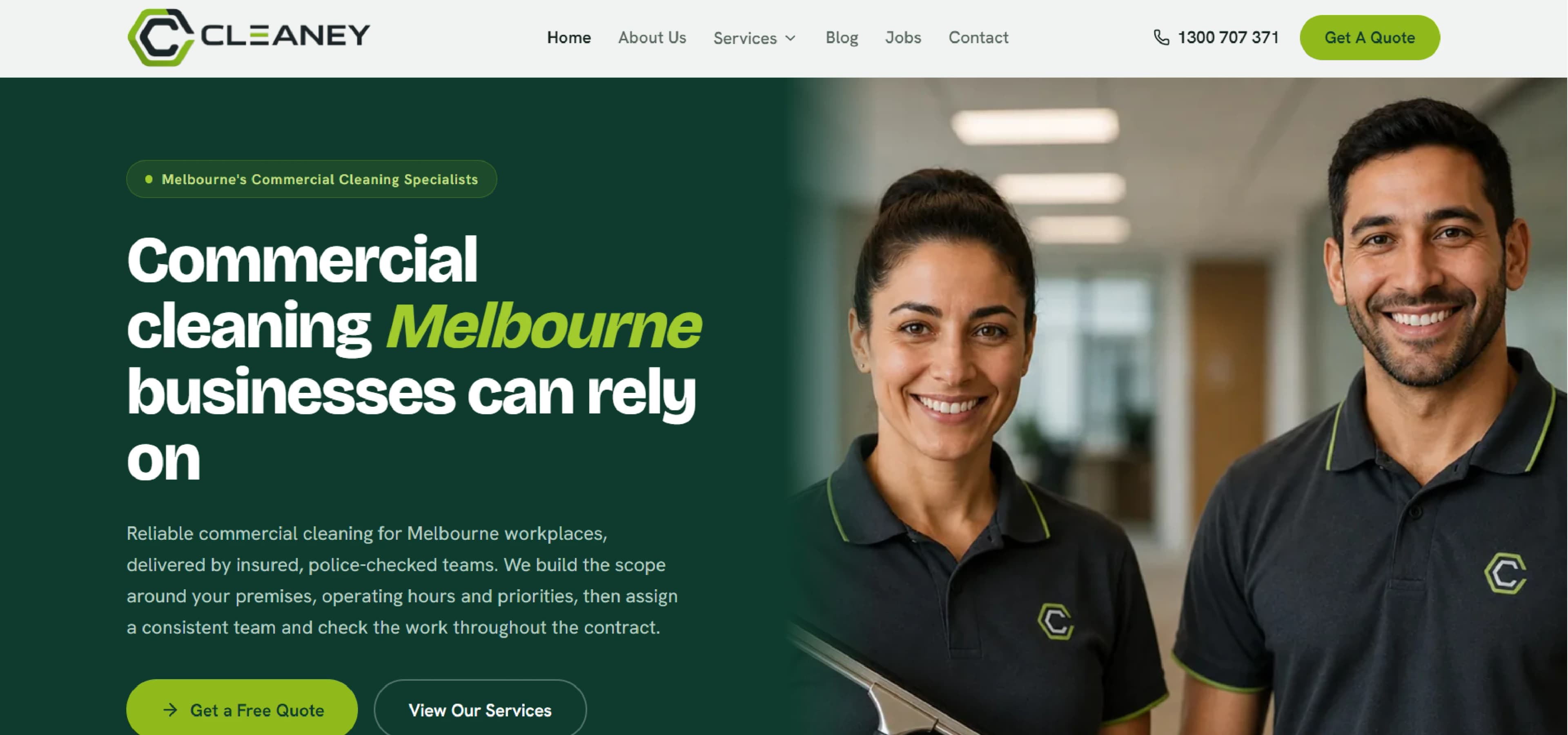 CLEANEY website screenshot
