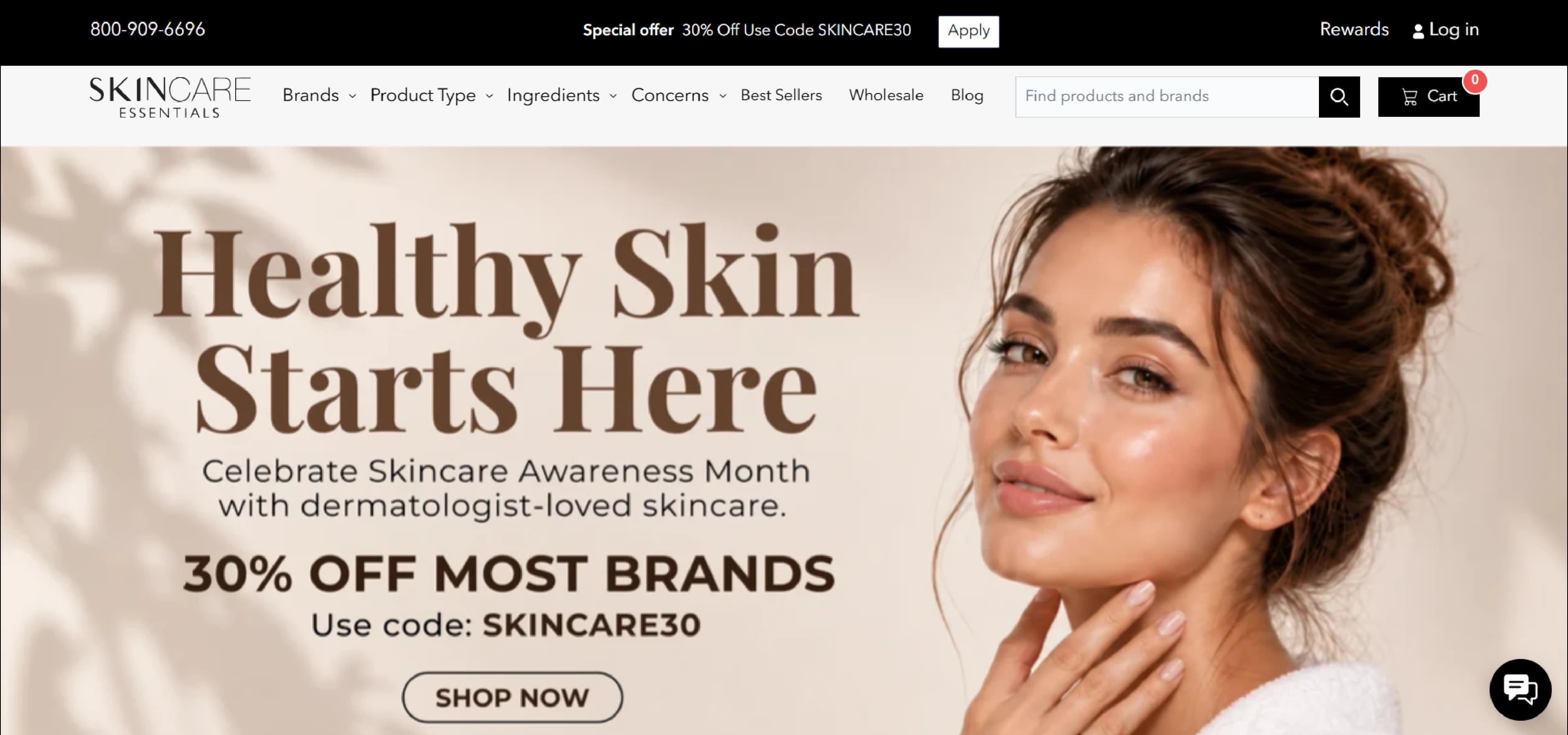 Skincare Essentials website screenshot